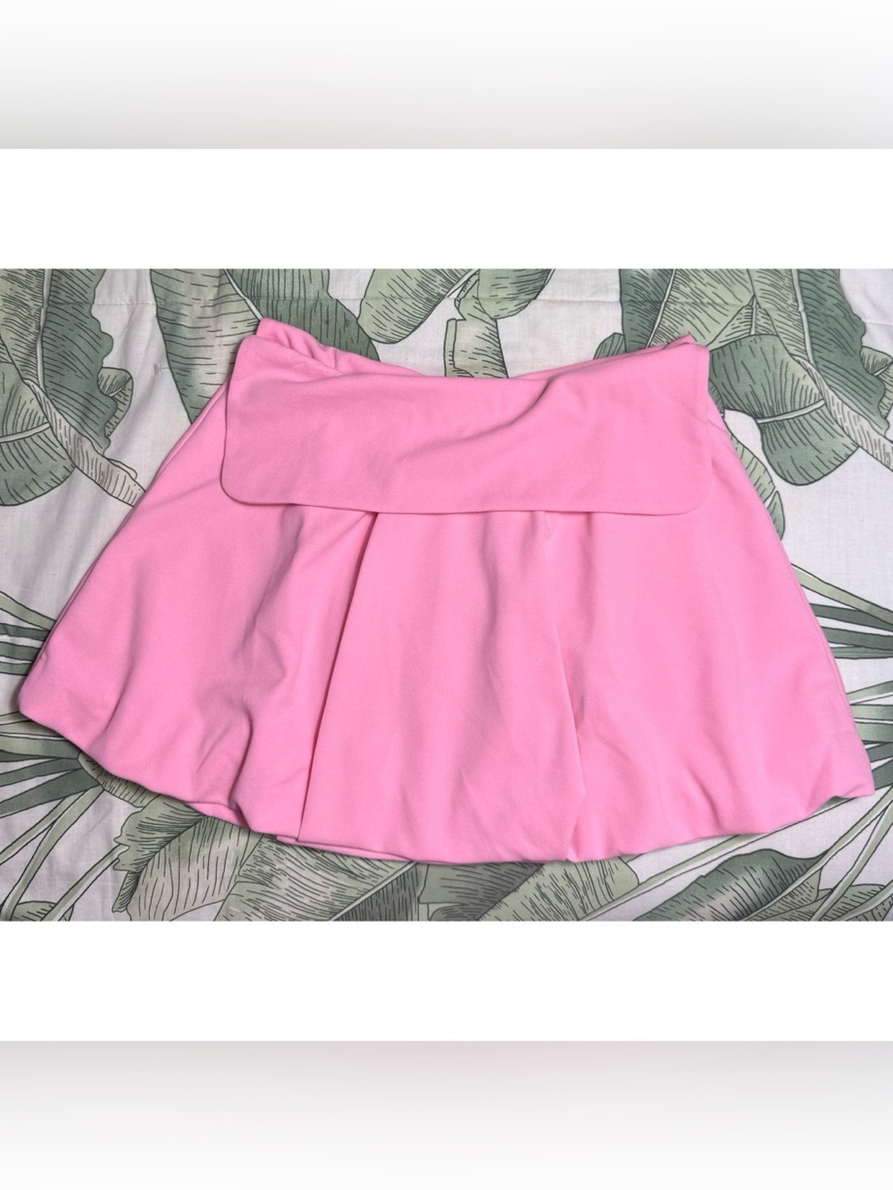Zara Bubblegum Pink Mini Bubble Skirt Fold Over Waist Lined Pull On Small NWOT